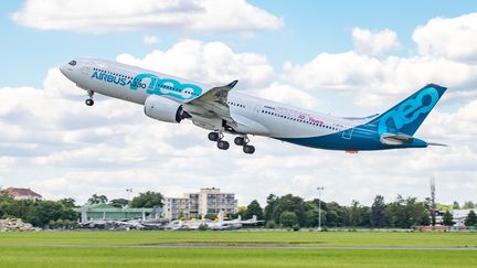 Un Airbus A330 sur le tarmac de l'aéroport du Bourget (Seine-Saint-Denis), le 21 juin 2019. (NICOLAS ECONOMOU / NURPHOTO)