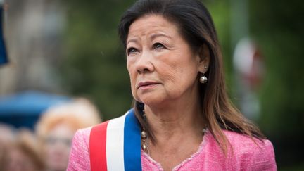 Jeanne d'Hauteserre, maire du 8e arrondissement de Paris, lors de l'inauguration de la Place de l'Europe-Simone Veil au mois de mai dernier. (ALEXIS SCIARD / MAXPPP)