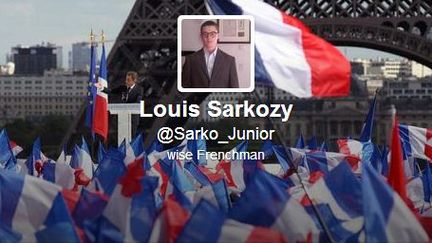 Il semble que Louis Sarkozy, benjamin des fils de Nicolas Sarkozy, ait ouvert un compte Twitter, le 28 janvier 2013 (capture d'&eacute;cran). (TWITTER / FRANCETV INFO)