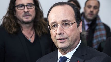 Francois Hollande le 6 f&eacute;vrier 2014 au si&egrave;ge du site vente-privee.com, &agrave; La Plaine Saint-Denis (Seine-Saint-Denis). (ETIENNE LAURENT / AFP)