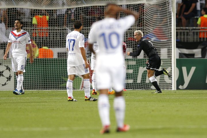 Le 20 août 2013 lors d'un match de Ligue des Champions, Antoine Griezmann avait laissé éclaté sa joie après avoir&nbsp;marqué un but superbe contre Lyon, le club qui lui avait fermé ses portes quelques années plus tôt. (MAXPPP)