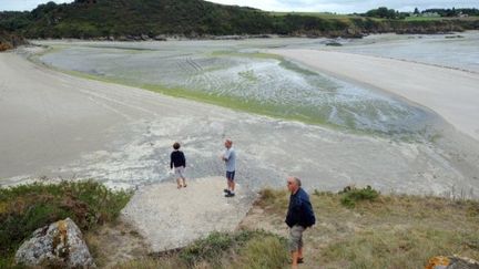 La plage Saint-Maurice à Morieux, interdite au public pour cause d'algues vertes. Le 12 août 2011. (AFP - Frank Perry)