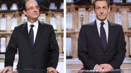 François Hollande a devancé Nicolas Sarkozy de 1,45 points au premier tour de la présidentielle. (AFP - Eric Feferberg, Fred Dufour)