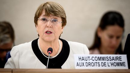 Michelle Bachelet, la Haut-Commissaire aux Droits de l'Homme de l'ONU à Genève, le 6 mars 2019.&nbsp; (FABRICE COFFRINI / AFP)