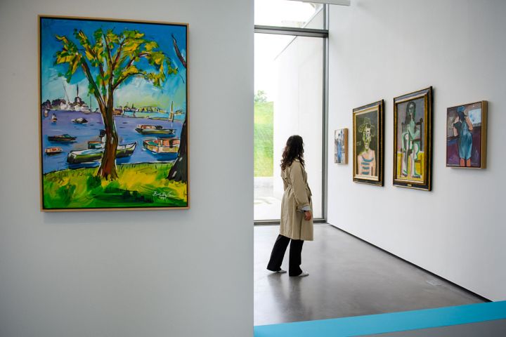 The exhibition "Drawn Blank in Provence" composed of 24 paintings by singer Bob Dylan also installed in Château La Coste, in Aix-en-Provence.  (CLEMENT MAHOUDEAU / AFP)