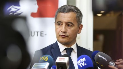 Le ministre de l'Intérieur Gérald Darmanin, vendredi 22 juillet 2022, à Bastia (Haute-Corse). (PASCAL POCHARD-CASABIANCA / AFP)