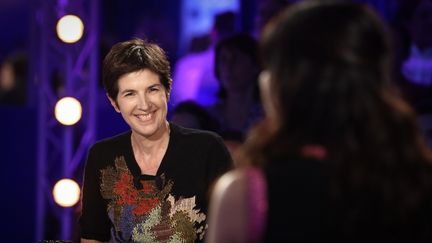 Christine Angot participe à l'émission "On n'est pas couché", sur France 2, le 31 août 2017. (MAXPPP)