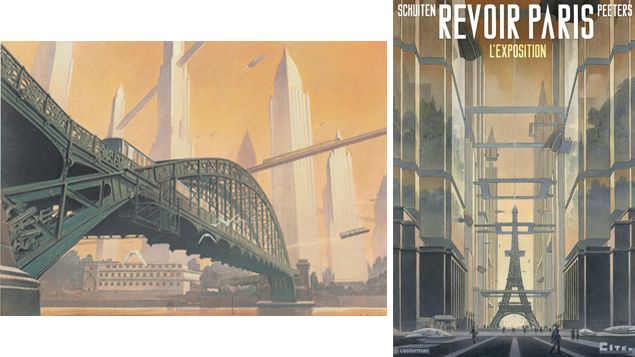 &nbsp; (Planche et affcihe de l'exposition "Revoir Paris" © Schuiten / Casterman)