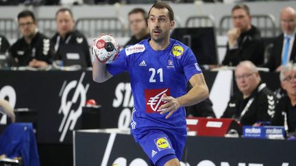 Le capitaine de l'équipe de France de handball, Michaël Guigou. (FIRO SPORTPHOTO / AFP)