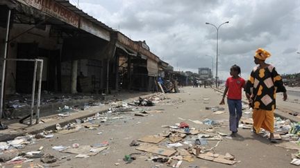 Le quartier d'Abobo à Abidjan, le 2 mars, quelques jours après le clash entre manifestants et forces loyales à Gbagbo. (AFP - Issouf Sanogo)