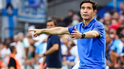 L'ancien entraîneur de l'OM Marcelino, le 17 septembre 2023, à Marseille. (CLEMENT MAHOUDEAU / AFP)