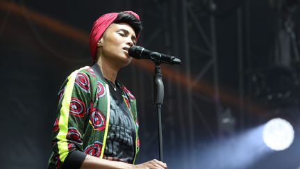 Imany sur scène au Festival Aluna, en Ardèche le 6 juin 2018 (ST?PHANE MARC / MAXPPP)