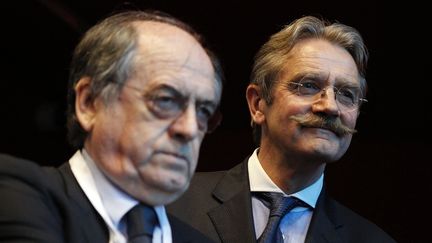 Noël Le Graët et Frédéric Thiriez, tous deux candidats à la présidence de la FFF (CHARLY TRIBALLEAU / AFP)