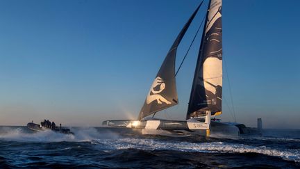 Le Maxi Edmond de Rotschild de Franck Cammas et Charles Caudrelier. (FRED TANNEAU / AFP)