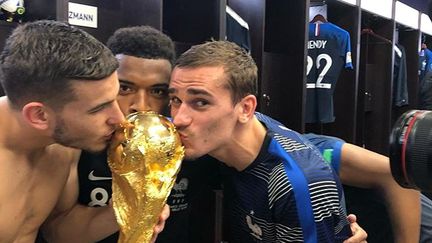 Les Bleus célèbrent leur Coupe du monde, dans le stade de Moscou (Russie), le 15 juillet 2018. (INSTAGRAM)