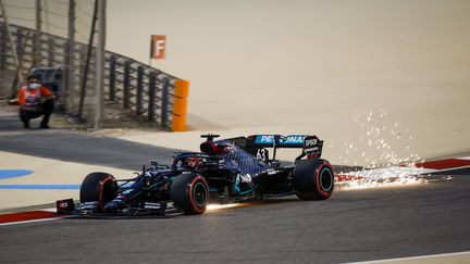 George Russel sur le circuit de Bahreïn, au volant de la Mercedes (FLORENT GOODEN / DPPI)