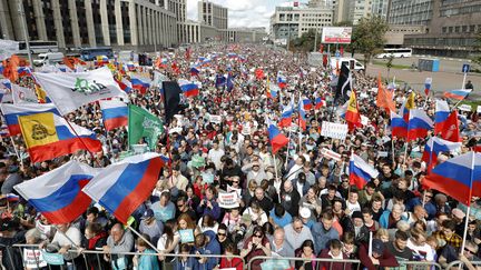 Un premier rassemblement a déjà eu lieu à Moscou, le 20 juillet 2019, pour soutenir les candidats de l'opposition. (MAXIM ZMEYEV / AFP)