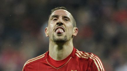 Franck Rib&eacute;ry, heureux apr&egrave;s la victoire du Bayern Munich sur l'OM en Ligue des Champions, le 3 avril 2012. (ODD ANDERSEN / AFP)