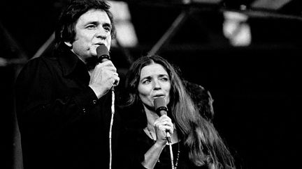 Johnny Cash avec June Carter Cash, sa femme, à Wembley (Londres) en septembre 1973
 (Andre Csillag / Rex Fea / REX / SIPA)