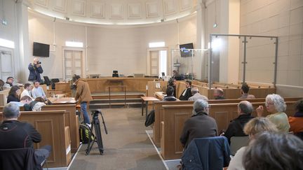 Le procès&nbsp;de la manifestation anti-bassines avait lieu lundi 28 novembre au tribunal correctionnel de Niort dans les Deux-Sèvres. (MARIE DELAGE / MAXPPP)