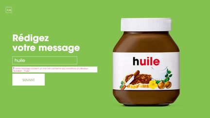 Le site de la nouvelle campagne publicitaire de Nutella permet de composer des messages, mais certains mots sont interdits. (NUTELLA)