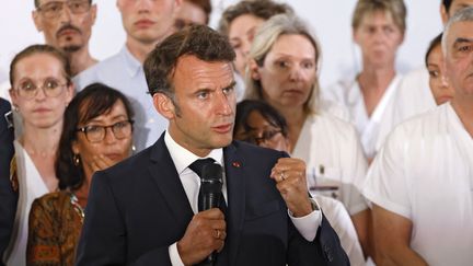 Emmanuel Macron à Marseille le mardi 27 juin (LUDOVIC MARIN / POOL)