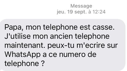 Capture d'ecran d'un SMS frauduleux. (Jean-Christophe Bourdillat)