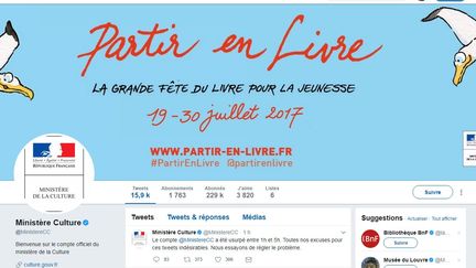 Capture d'écran du compte Twitter du ministère de la Culture, mardi 18 juillet. (TWITTER / FRANCEINFO)