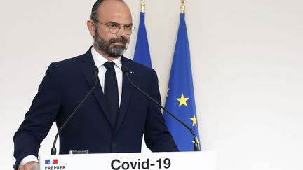 Le Premier ministre Edouard Philippe lors de sa conference de presse, dimanche 19 avril 2020. (THIBAULT CAMUS / POOL)