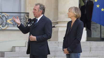 François Bayrou et Marielle de Sarnez, le 25 juin 2016 à l'Elysée. (GEOFFROY VAN DER HASSELT / AFP)