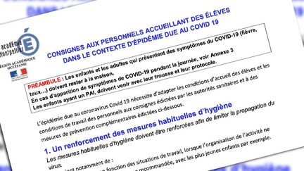 Capture écran du document qui liste les consignes pour le personnel enseignant.&nbsp; (CAPTURE ECRAN)