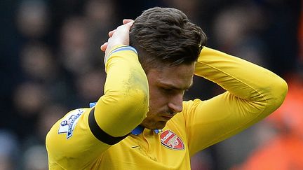 Le Fran&ccedil;ais Olivier Giroud lors du match Liverpool-Arsenal, le 8 f&eacute;vrier 2014 &agrave; Liverpool. (ANDREW YATES / AFP)