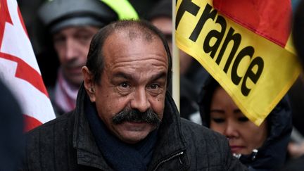 Philippe Martinez, le patron de la CGT, lors d'une grève nationale le 29 septembre 2022, à Paris. (STEPHANE DE SAKUTIN / AFP)