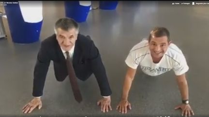 Jean Lassalle, député des Pyrénées-Atlantiques effactuant les pompes pour&nbsp;le 22pushupschallenge. (FACEBOOK)