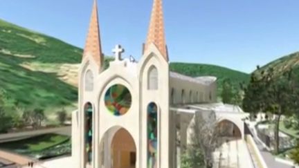 Capture écran reportage&nbsp;sur la construction d'une église en Ardèche (FRANCE 3)