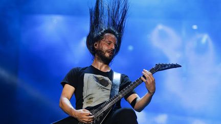 Christian Andreu du groupe de heavy metal Gojiraen concert au Rock festival à Rio de Janeiro, Brésil 19 septembre 2015
