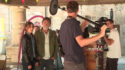 Olivia Bonamy et Olivier Marchal à Meymac (Corrèze) sur le tournage du film "Pour l'honneur" de Philippe Guillard (France 3 Limousin)