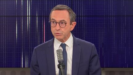 Bruno Retailleau,&nbsp;président du groupe LR au Sénat était l'invité du "8h30 franceinfo", jeudi 4 novembre 2021. (FRANCEINFO / RADIOFRANCE)