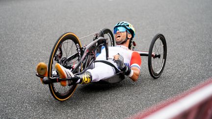 Florian Jouanny lors du contre-la-montre sur toute H1-2 des Jeux paralympiques de Tokyo, mardi 31 août. (YONATHAN KELLERMAN / France Paralympique)