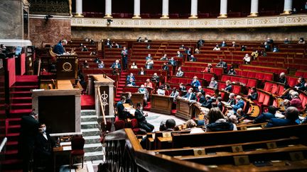 L'Assemblée nationale lors d'une session de questions au gouvernement, le 23 mars 2021. (XOSE BOUZAS / HANS LUCAS / AFP)