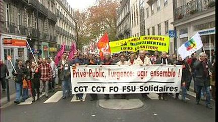 Cortège de fonctionnaires en grève tous syndicats confondus