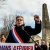 Jean-Luc Mélenchon lors d'un discours à l'occasion d'une cérémonie de commémoration de l'abolition de l'esclavage, le 4 février 2022, au Mans (Sarthe).&nbsp; (JEAN-FRANCOIS MONIER / AFP)