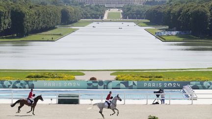 Vue générale du château de Versailles, qui a accueilli les épreuves d'équitation lors des Jeux olympiques de Paris, le 6 août 2024. (GRACE HOLLARS / SIPA)