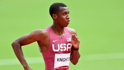 Le jeune Américain Erriyon Knighton&nbsp;lors des Jeux olympiques de Tokyo,&nbsp;le 3 août 2021.&nbsp; (MUSTAFA YALCIN / ANADOLU AGENCY)