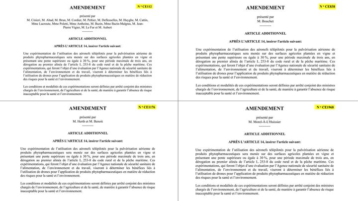 Quatre amendements identiques mais déposés par différents députés. (Assemblée nationale)