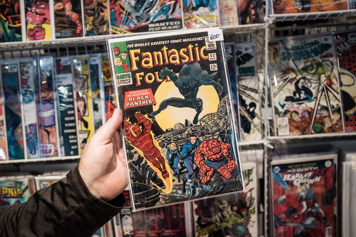 Des collectors Marvel circulaient au Comic Con 2018, à Paris, dont cette BD des Quatre Fantastiques (27 octobre 2018) (TRISTAN REYNAUD / SIPA)