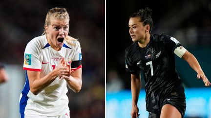 Ada Hegerberg (Norvège) et Ali Lowe Riley (Nouvelle-Zélande) vont animer la Coupe du monde de football, mardi 25 juillet. (AFP)