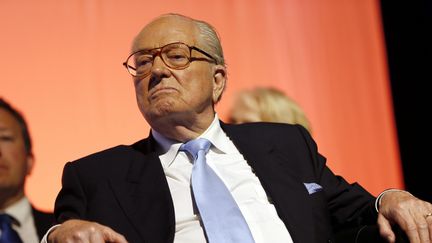 Jean-Marie Le Pen lors d'un meeting du parti pour les europ&eacute;ennes, &agrave; Marseille (Bouches-du-Rh&ocirc;ne), le 20 mai 2014. (MAXPPP)