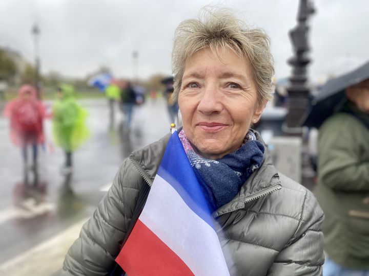 Patricia, à la manifestation contre l'antisémitisme à Paris, le 12 novembre 2023. (MATHILDE GOUPIL / FRANCEINFO)