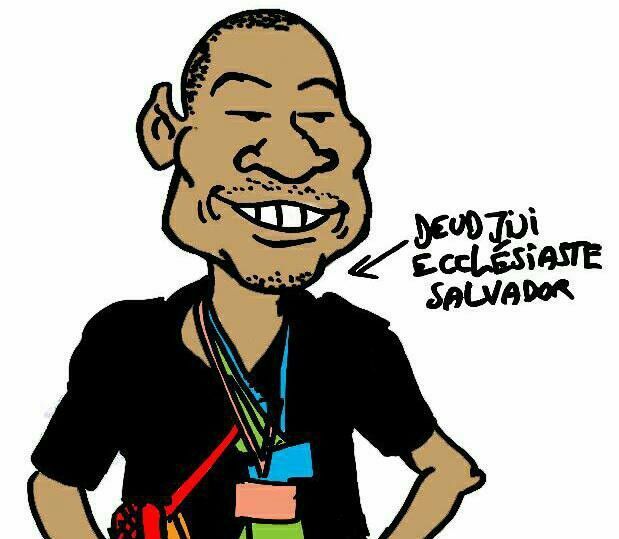 Ecclésiaste Deudjui, blogueur camerounais vu par le dessinateur et blogueur gabonais Jeff Ikapi. (Dessin de Jeff Ikapi, bogueur gabonais)